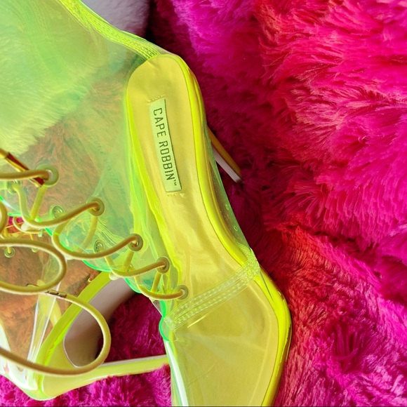 🌹Cape Robbin highlighter clear neon lace heels - Picture 7 of 8